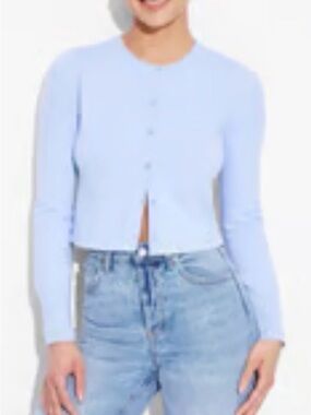 wild fable Light Blue Cropped Long-Sleeve Cardigan